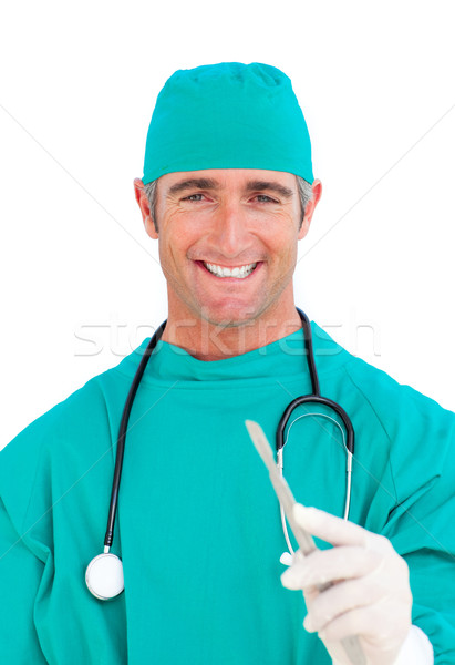 Chirurg halten Skalpell weiß medizinischen Stock foto © wavebreak_media