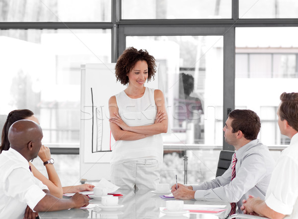 Homme femme d'affaires présentation affaires suivre costume [[stock_photo]] © wavebreak_media