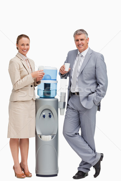 Portret zakenlieden glimlachend water witte werk Stockfoto © wavebreak_media
