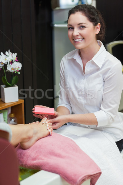 Portré női lábujj körmök fürdő központ Stock fotó © wavebreak_media