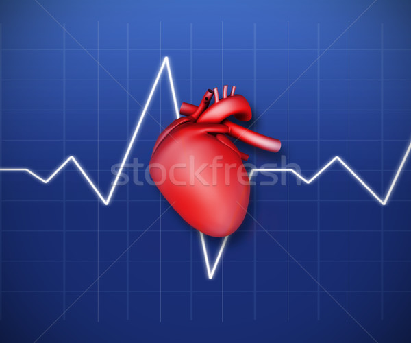 Diagramme coeur ligne bleu modèle [[stock_photo]] © wavebreak_media