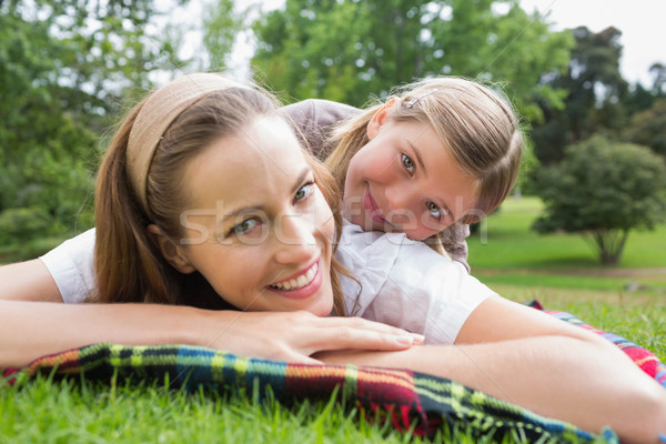 Stockfoto: Gelukkig · moeder · dochter · park · portret