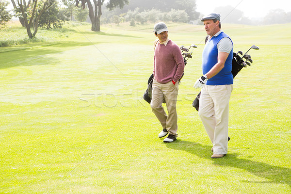 Stockfoto: Golfer · vrienden · lopen · golfbaan