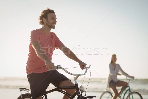 Gelukkig paardrijden fiets strand vrouw Stockfoto © wavebreak_media