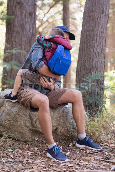Father embracing son in forest Stock photo © wavebreak_media