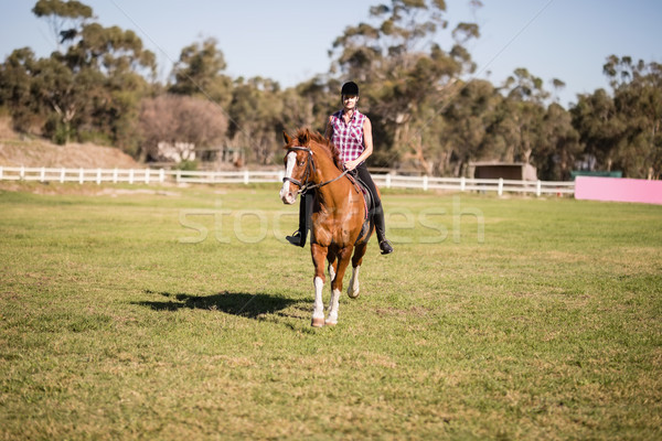 Full length of female jockey horseback riding Stock photo © wavebreak_media