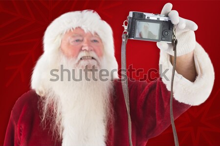 Foto stock: Sonriendo · papá · noel · jugando · violín · blanco · música