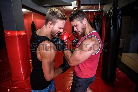 Lehangolt boxoló dől homokzsák fitnessz stúdió Stock fotó © wavebreak_media