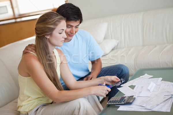 Stockfoto: Creditcard · woonkamer · huis · liefde