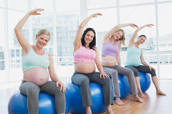 Foto stock: Embarazadas · mujeres · sesión · ejercicio