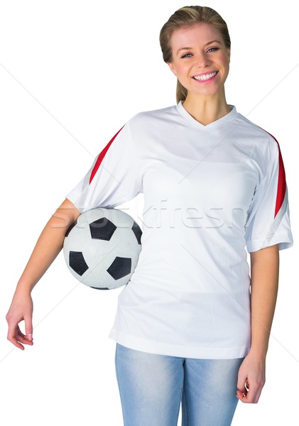 Pretty football fan in white smiling Stock photo © wavebreak_media