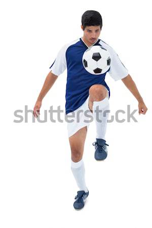 Futballista kék rúg labda fehér sport Stock fotó © wavebreak_media