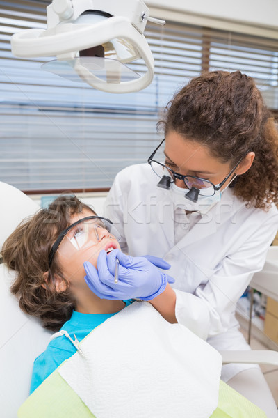 Pediatric dentist examining a little boys teeth in the dentists  Stock photo © wavebreak_media