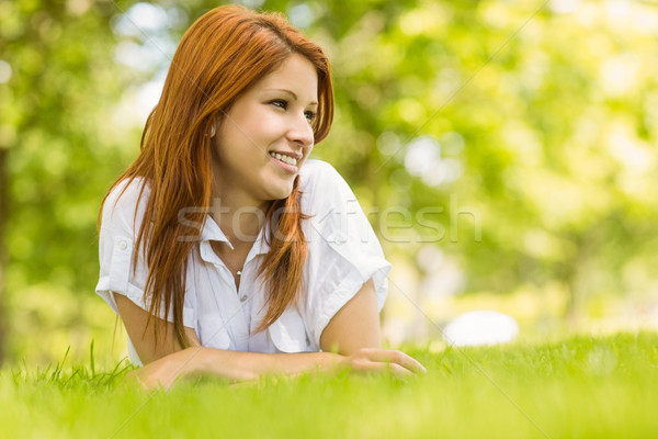 Porträt ziemlich Rotschopf lächelnd Gras Park Stock foto © wavebreak_media