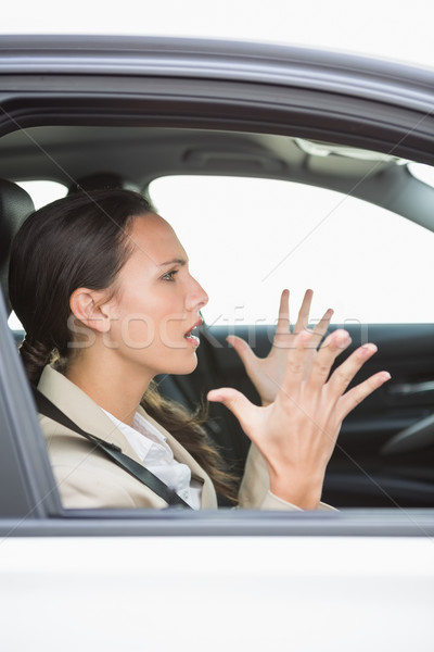 Jonge vrouw weg woede auto venster vrouwelijke Stockfoto © wavebreak_media