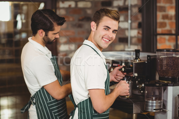 Zwei lächelnd Kaffee Porträt Cafeteria Business Stock foto © wavebreak_media