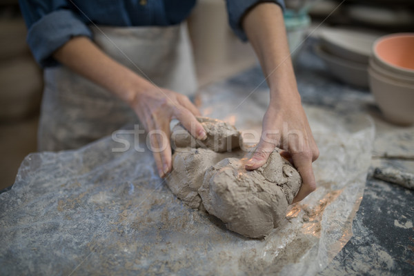 Mid section of female potter molding a clay Stock photo © wavebreak_media