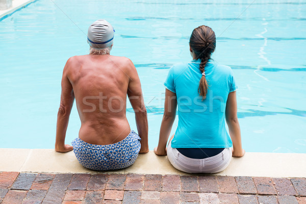 Weiblichen Trainer Senior Mann Sitzung Sommer Stock foto © wavebreak_media