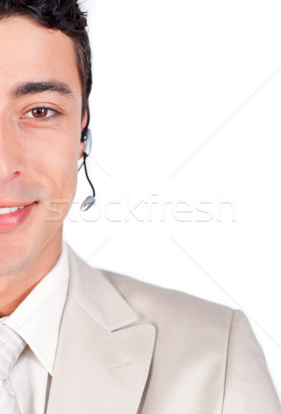Klantenservice vertegenwoordiger hoofdtelefoon witte business glimlach Stockfoto © wavebreak_media