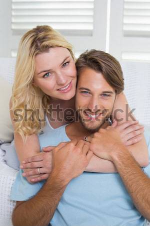 Encantador casal juntos cama casa Foto stock © wavebreak_media