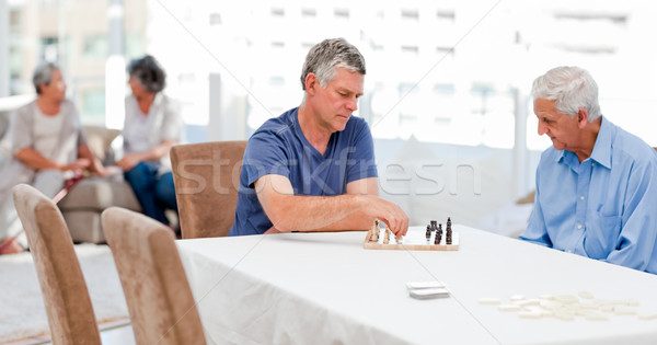 Jouer échecs maison femme heureux [[stock_photo]] © wavebreak_media