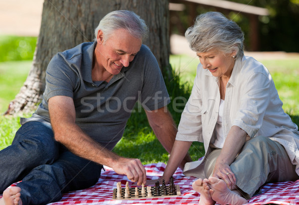 Mature couple playing chess in the garden Stock photo © wavebreak_media