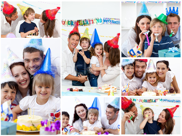 Collage of families celebrating a birthday together at home Stock photo © wavebreak_media
