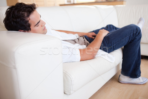 Jóvenes masculina toma siesta sofá casa Foto stock © wavebreak_media