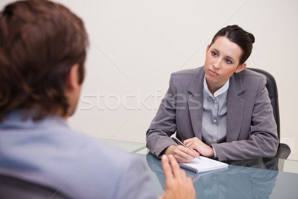 Stockfoto: Jonge · zakenvrouw · vergadering · business · praten