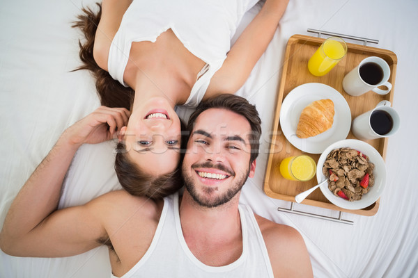 Colazione letto home camera da letto felice Foto d'archivio © wavebreak_media