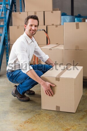работник пакет склад человека промышленности Сток-фото © wavebreak_media