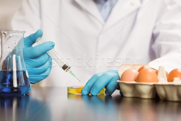 Food scientist injecting an egg yolk in petri dish Stock photo © wavebreak_media