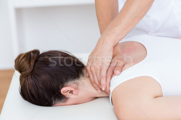 Foto stock: Ombro · massagem · médico · escritório · mulher · saúde