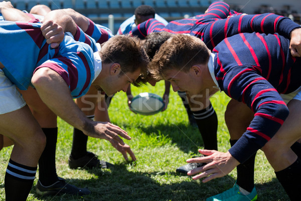 Close up of men playing rugby at grassy field Stock photo © wavebreak_media