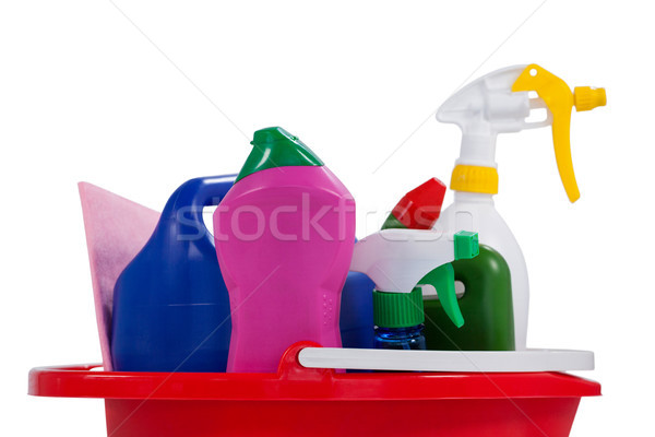 Various household cleaning supplies in a bucket Stock photo © wavebreak_media