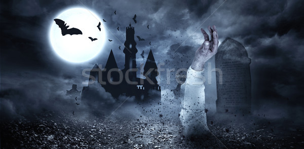 Zombie hand graf digitaal gegenereerde kasteel Stockfoto © wavebreak_media