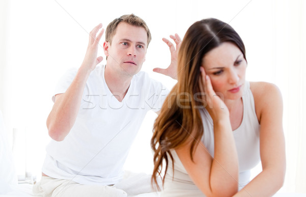 Caucasian couple argumenting against a white background Stock photo © wavebreak_media