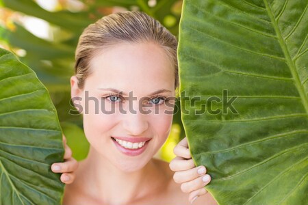 Composite image of smiling blonde natural beauty Stock photo © wavebreak_media