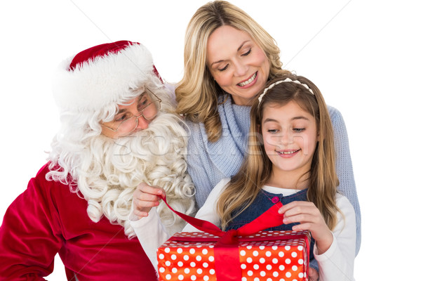 Mother and daughter with santa claus Stock photo © wavebreak_media