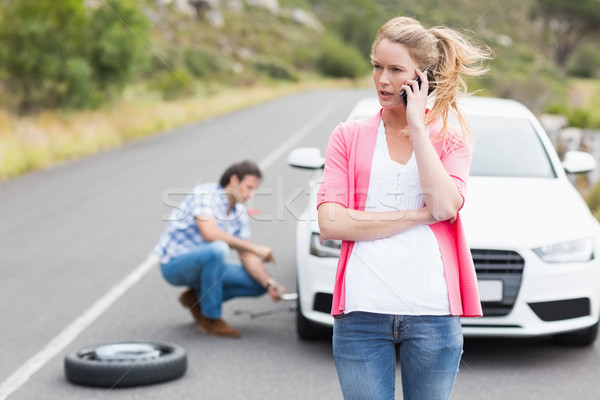 カップル 車 サイド 道路 女性 男 ストックフォト © wavebreak_media