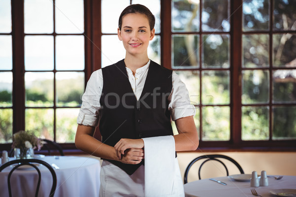 Waitress with napkin draped over her hand Stock photo © wavebreak_media