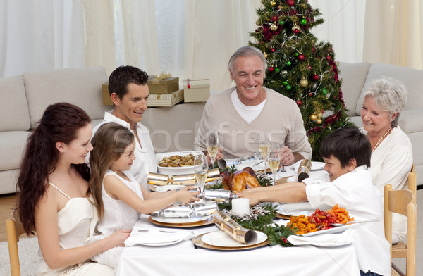 Stock foto: Bruder · Schwester · Ziehen · Weihnachten · home · Familie