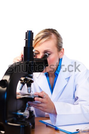 Séduisant scientifique microscope jeunes fille médecin Photo stock © wavebreak_media