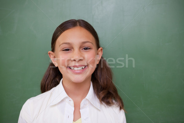 Feliz aluna posando lousa menina sorrir Foto stock © wavebreak_media