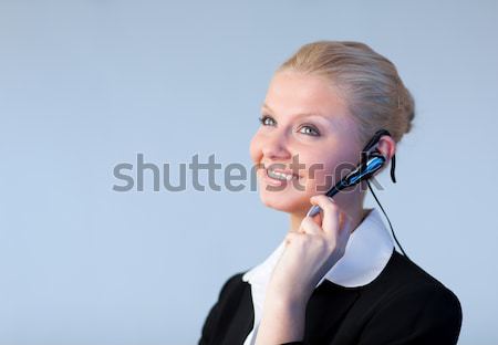 [[stock_photo]]: Portrait · jeunes · femme · d'affaires · casque