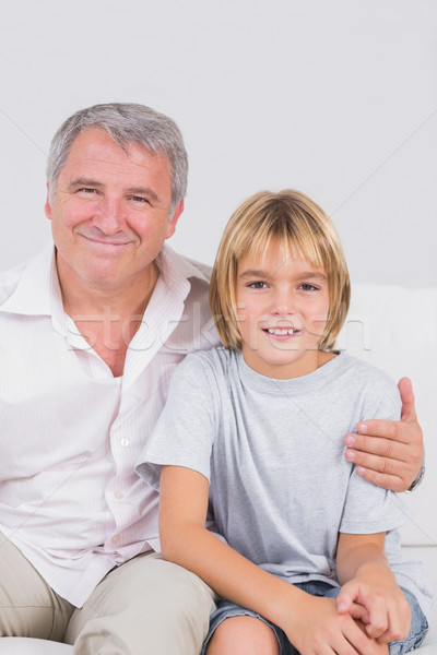 肖像 小 男孩 祖父 微笑 坐在 商業照片 © wavebreak_media