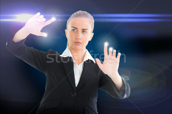 Mujer de negocios tocar luces compuesto digital femenino Foto stock © wavebreak_media