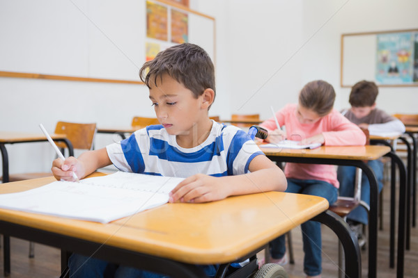 Disabled pupil writing at desk in classroom Stock photo © wavebreak_media