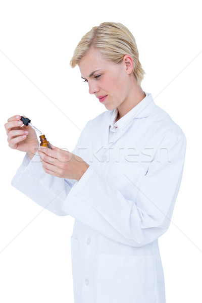 Orvos üveg gyógyszer fehér nő boldog Stock fotó © wavebreak_media