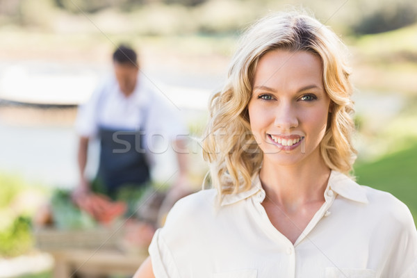 Souriant femme blonde regarder caméra portrait locale [[stock_photo]] © wavebreak_media